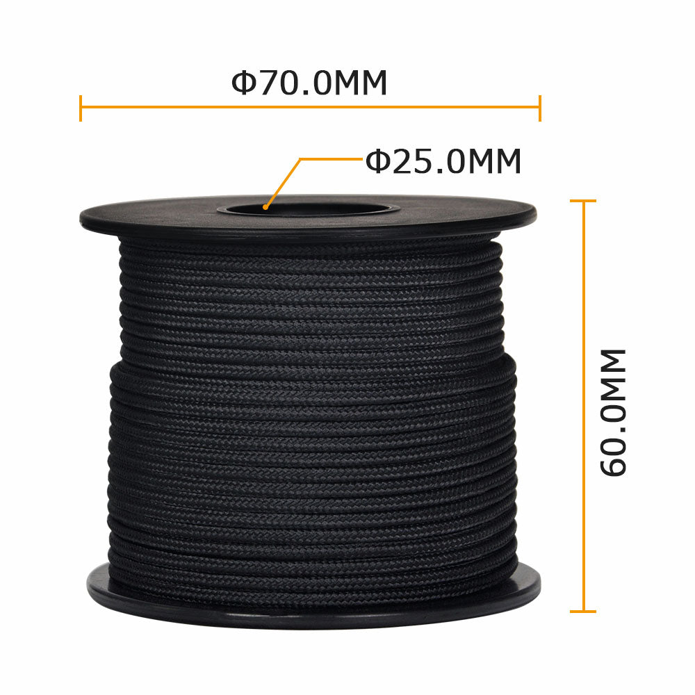 VGEBY Outdoor Paracord, 2mm Dia 1 Strand Core Multi Function Paracord for  Camping Climbing Tying Rope (Black-31m) 2Mm Paracord 220 Paracord Small