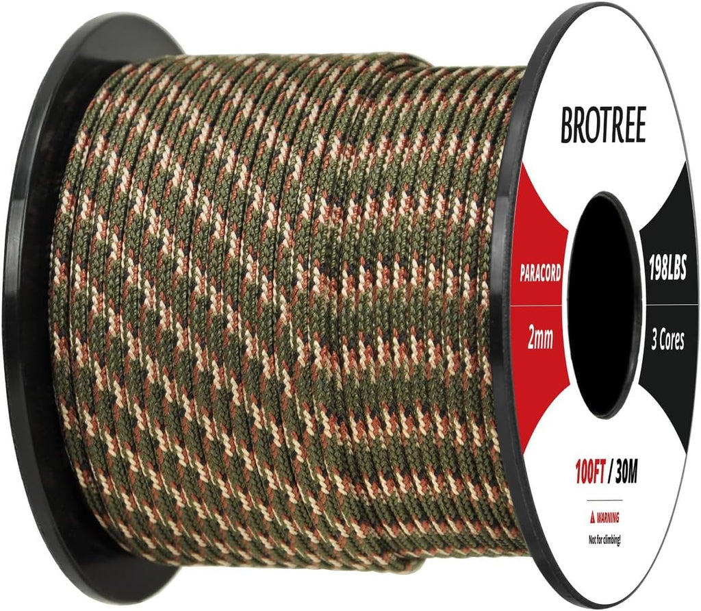 Brotree 2mm Paracord Seil 100% Nylon Schnüre mit 3 Strängen für Outdoo